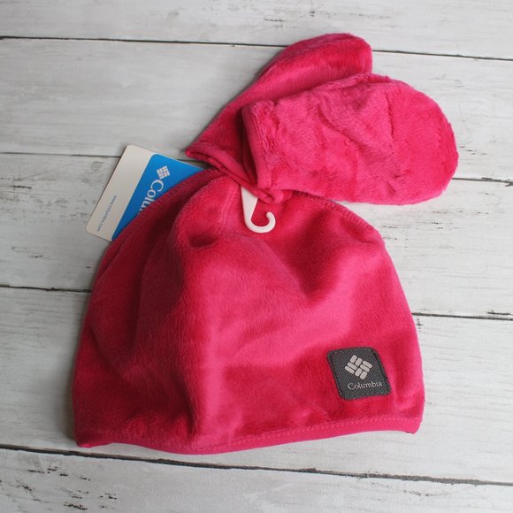 Columbia Girl Winter Beanie Hat Mitten Set Toddler One Size 2T 3T 4T - Picture 1 of 2